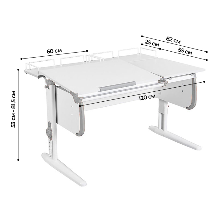 Характеристики Парта Дэми СУТ-25-01 120см раздельная с задними приставками Характеристики Парта Дэми СУТ-25-01 120см раздельная с задними приставками