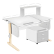 Парта Дэми СУТ-25-04Д1 120 см раздельная с тумбой с приставкой и надстройкой белый/белый/бежевый c тумбой ТУВ-09