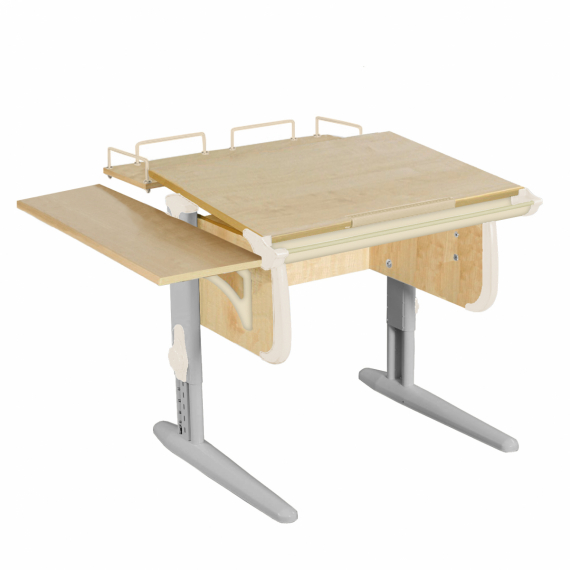Парта Дэми СУТ-24-02 75см с двумя приставками клен/бежевый/серые ноги
