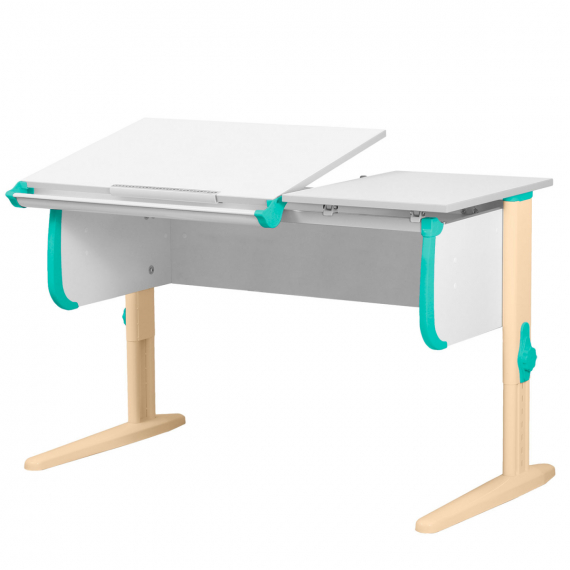 Парта Дэми  СУТ-25 120см раздельная белый/аквамарин/бежевый каркас Парта Дэми  СУТ-25 120см раздельная белый/аквамарин/бежевый каркас