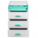 Тумба Дэми ТУВ.06 подкатная на 3 ящика с органайзером белый/аквамарин