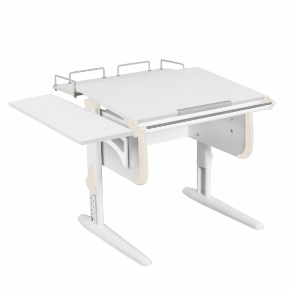 Парта Дэми СУТ-24-02 75см с двумя приставками белый/бежевый/белые ноги