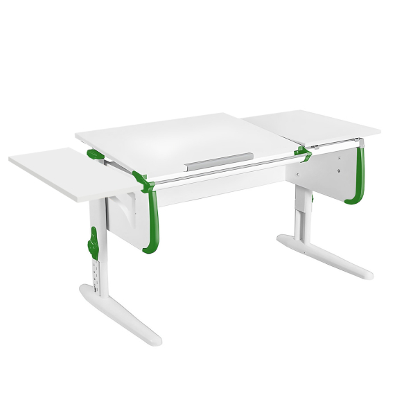 Парта Дэми  СУТ-25-01К 120см раздельная с приставкой белый/зеленый/белый каркас