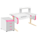 Парта Дэми СУТ-25-04Д1 120 см раздельная с тумбой с приставкой и надстройкой белый/розовый/бежевый c тумбой ТУВ.06
