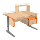Парта Дэми СУТ-25-04Д1 120 см раздельная с тумбой с приставкой и надстройкой клен/оранжевый/серый с тумбой ТСН-01-01