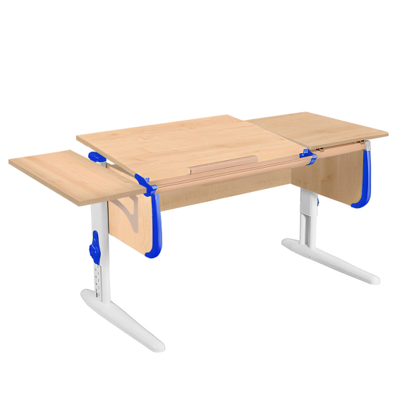 Парта Дэми  СУТ-25-01К 120см раздельная с приставкой клен/синий/белый каркас