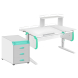 Парта Дэми СУТ-25-04Д1 120 см раздельная с тумбой с приставкой и надстройкой белый/аквамарин/белый c тумбой ТУВ.06