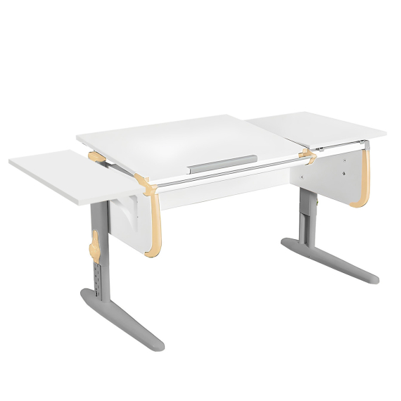Парта Дэми  СУТ-25-01К 120см раздельная с приставкой белый/бежевый/серый каркас